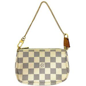 Louis Vuitton Mini Damier Azur Pochette Wristlet White